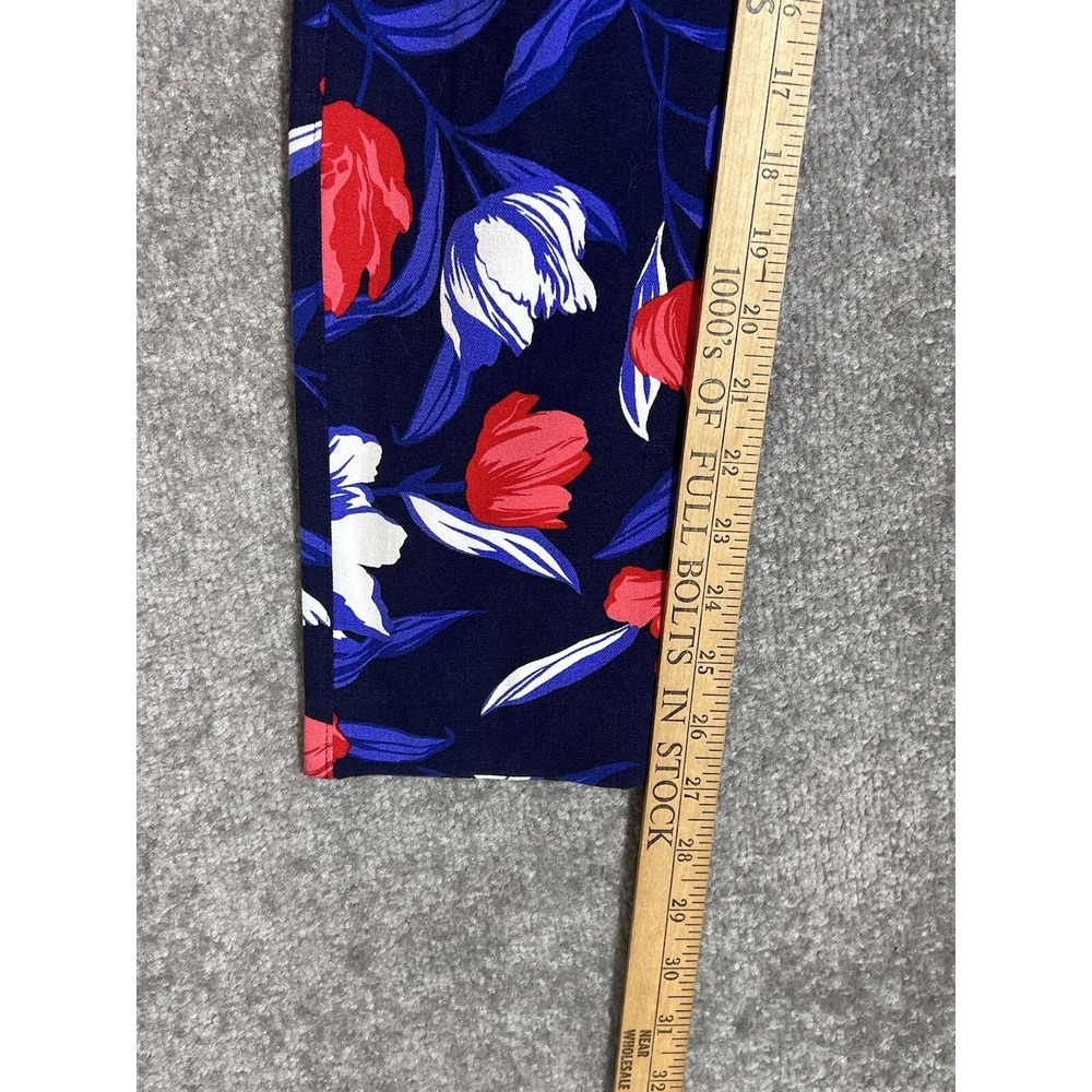 Old Navy Pixie Ankle Pants Womens Size 2 Blue Red Floral Stretch Pockets - Picture 8 of 9
